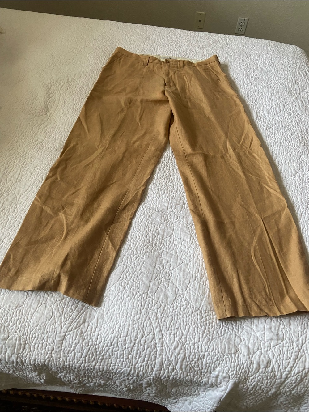 Armani Exchange Men's Tan Casual Linen-Pants